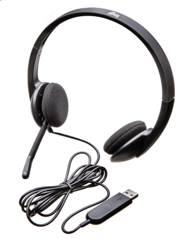 Logitech H340 USB headset with noise-canceling mic perfect for school, education, and bulk headphone packs.